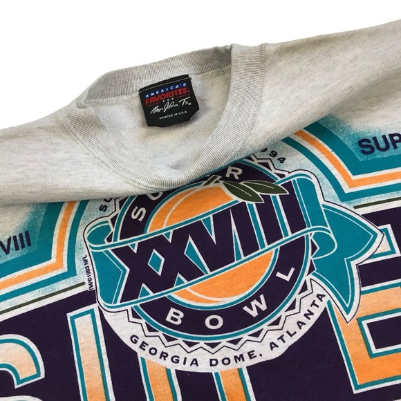 Vintage 1994 Super Bowl XXVIII Sweatshirt Large Crewneck All Over Print Cowboys - Picture 3 of 4